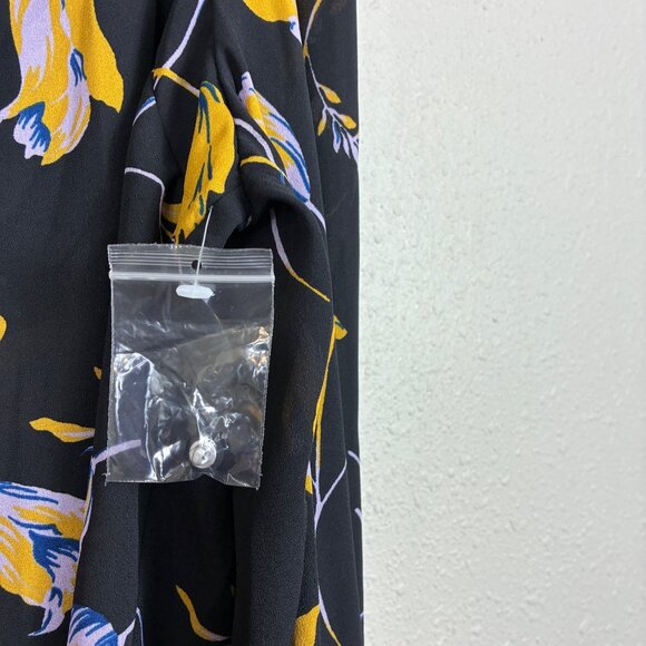 NWOT ModCloth Black Floral Neck Tie Blouse Size XL Romantic Core - Picture 2 of 10